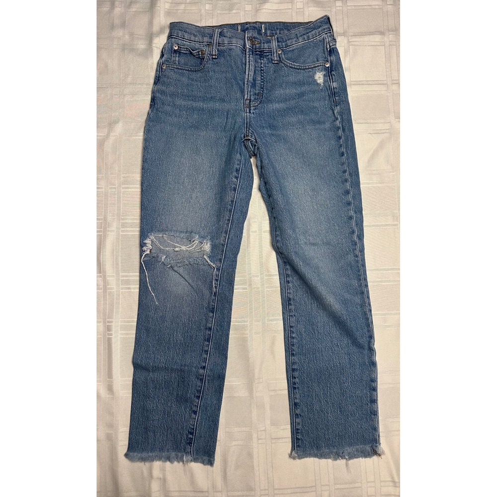 Madewell Jeans Womens 26 Blue Mid Rise Perfect Vintage Distressed Raw Hem Jean